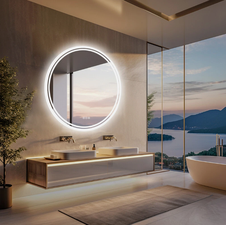 Interior Ave - 80cm Round Frameless LED Bathroom Mirror-Home &amp; Garden > Decor > Mirrors-PEROZ Accessories