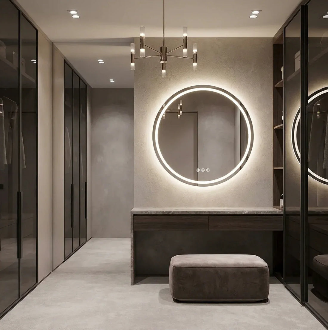 Interior Ave - 80cm Round Frameless LED Bathroom Mirror – Bluetooth-Home &amp; Garden > Decor > Mirrors-PEROZ Accessories