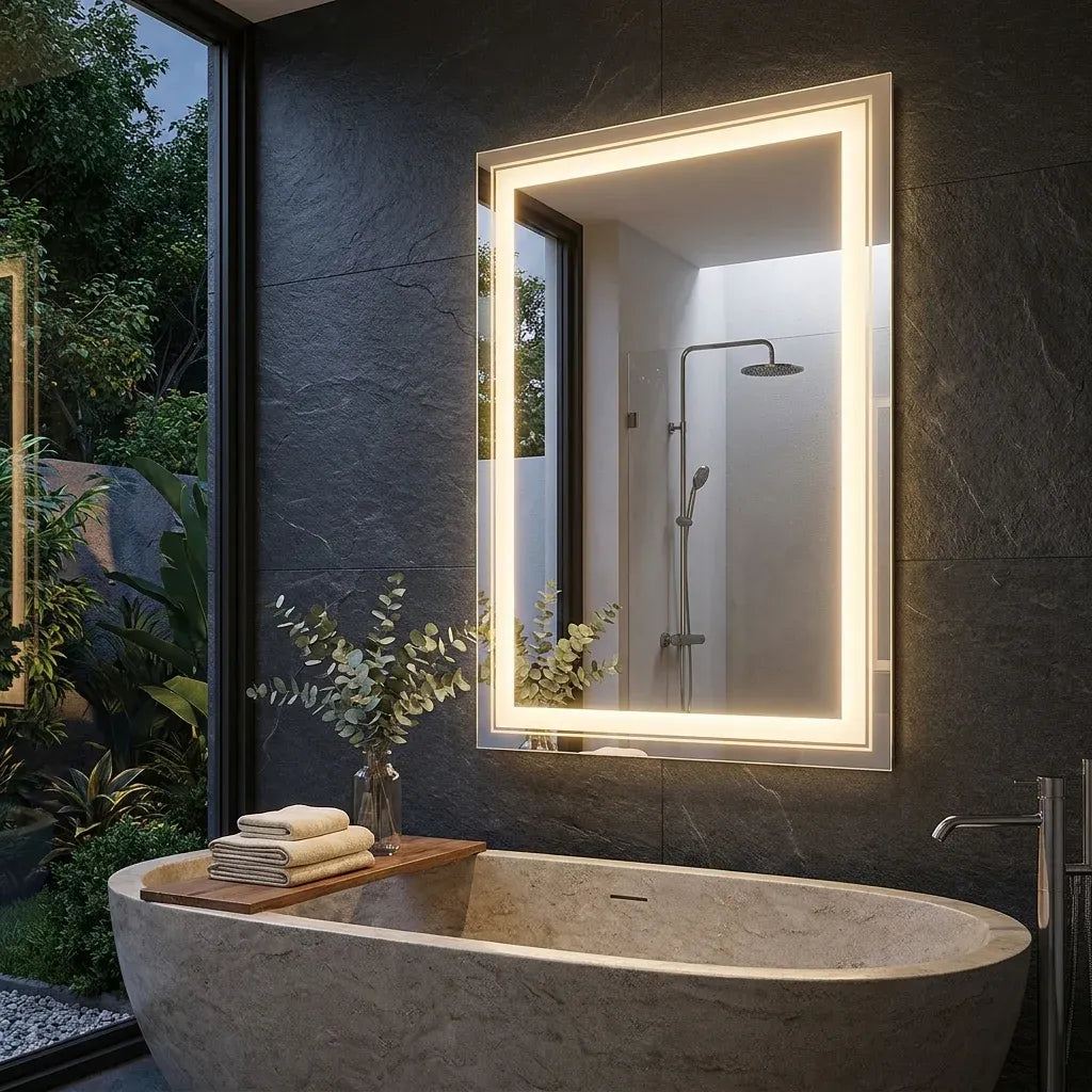 Interior Ave - 60 x 80cm Rectangle Frameless LED Bathroom Mirror-Home &amp; Garden > Decor > Mirrors-PEROZ Accessories