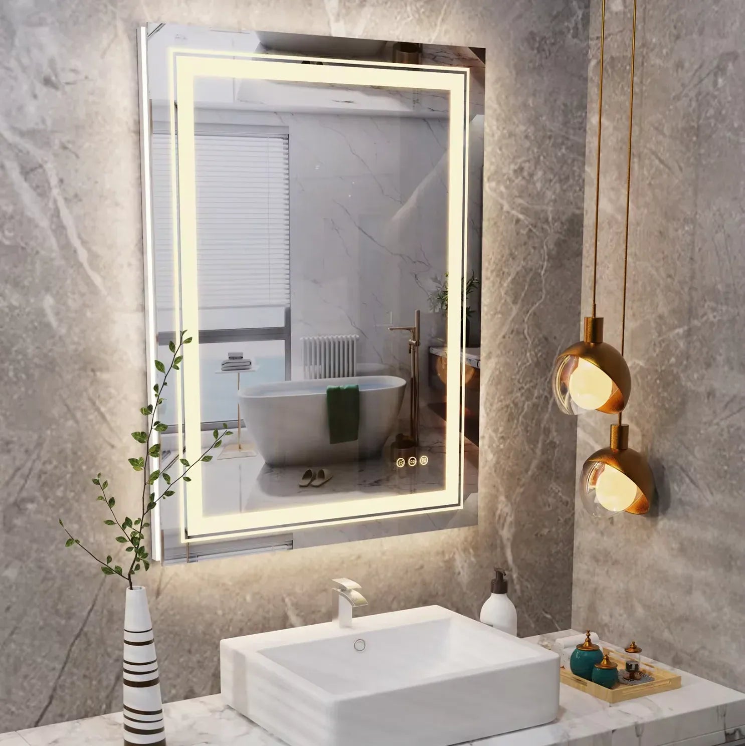 Interior Ave - 60 x 80cm Rectangle Frameless LED Bathroom Mirror