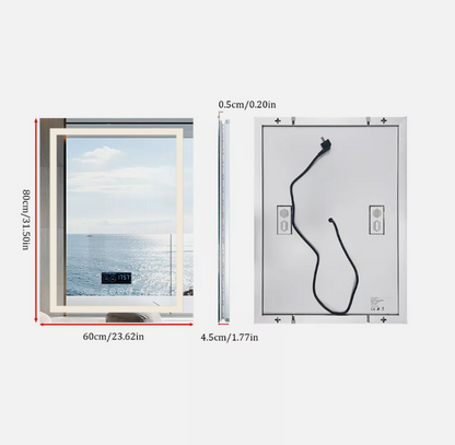 Interior Ave - 60 x 80cm Rectangle Frameless LED Bathroom Mirror – Bluetooth-Home &amp; Garden > Decor > Mirrors-PEROZ Accessories