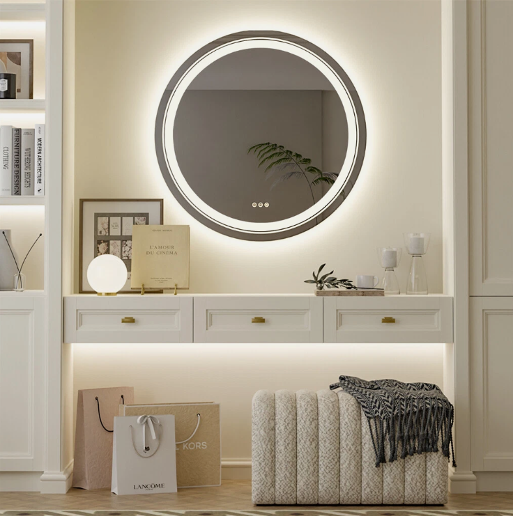Interior Ave - 90cm Round Frameless LED Bathroom Mirror-Home &amp; Garden > Decor > Mirrors-PEROZ Accessories