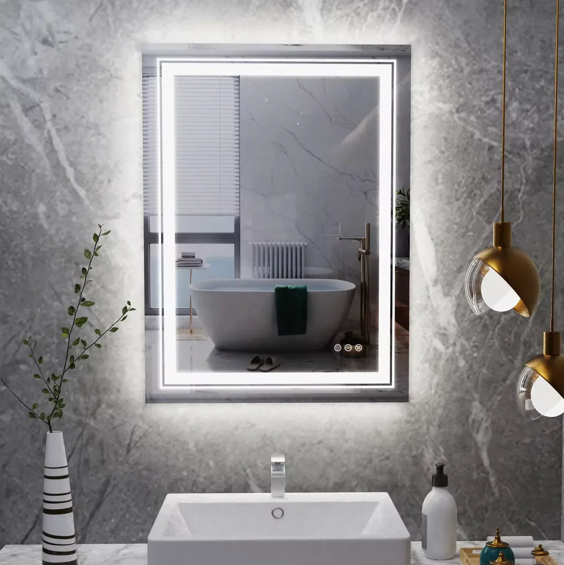 Interior Ave - 70 x 90cm Rectangle Frameless LED Bathroom Mirror-Home &amp; Garden > Decor > Mirrors-PEROZ Accessories