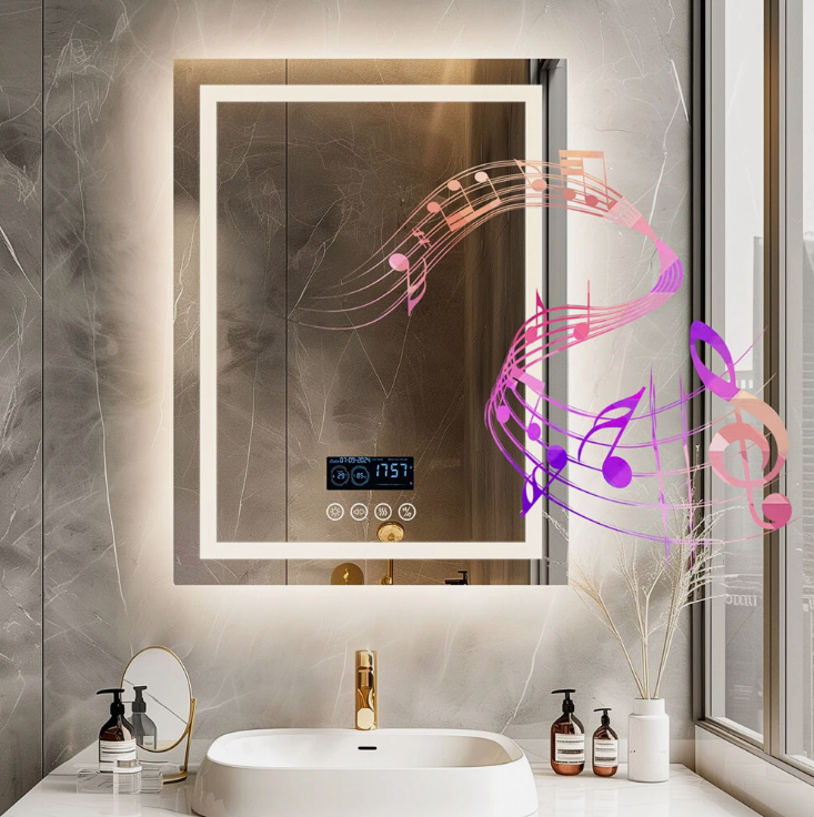 Interior Ave - 70 x 90cm Rectangle Frameless LED Bathroom Mirror – Bluetooth-Home &amp; Garden > Decor > Mirrors-PEROZ Accessories