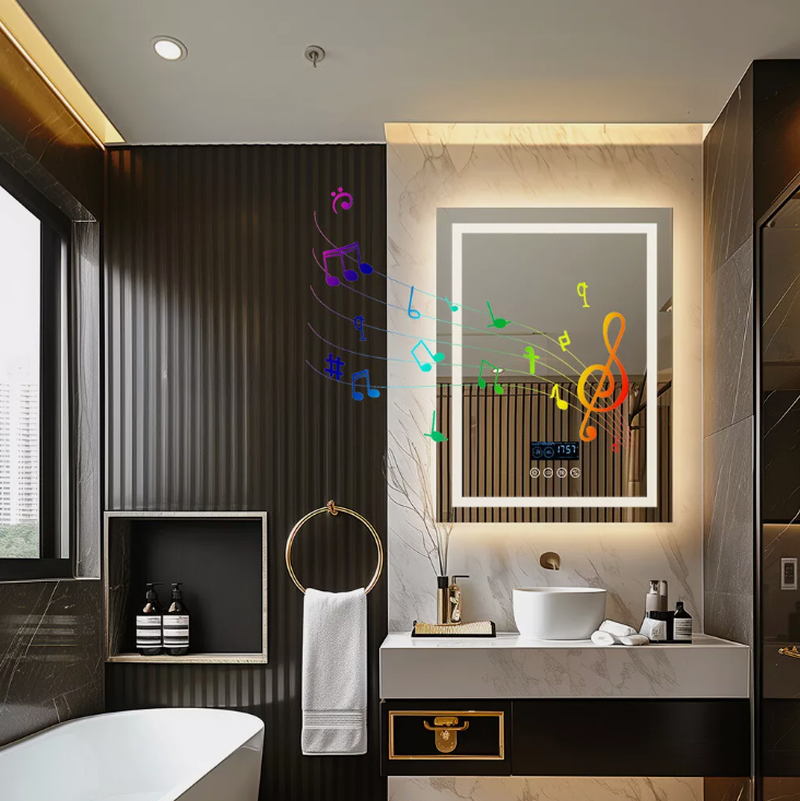 Interior Ave - 70 x 90cm Rectangle Frameless LED Bathroom Mirror – Bluetooth-Home &amp; Garden > Decor > Mirrors-PEROZ Accessories