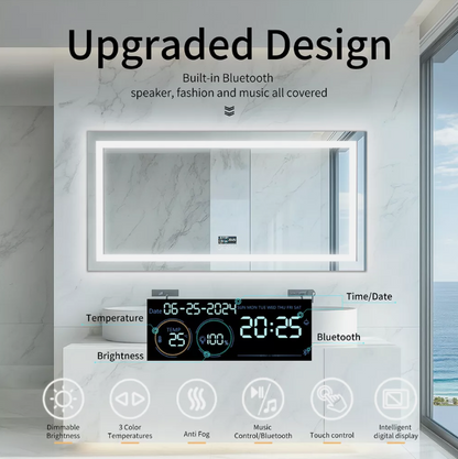 Interior Ave - 70 x 90cm Rectangle Frameless LED Bathroom Mirror – Bluetooth-Home &amp; Garden > Decor > Mirrors-PEROZ Accessories
