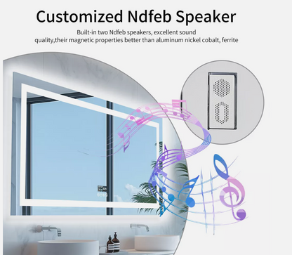 Interior Ave - 70 x 90cm Rectangle Frameless LED Bathroom Mirror – Bluetooth-Home &amp; Garden > Decor > Mirrors-PEROZ Accessories