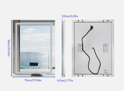 Interior Ave - 70 x 90cm Rectangle Frameless LED Bathroom Mirror – Bluetooth-Home &amp; Garden > Decor > Mirrors-PEROZ Accessories
