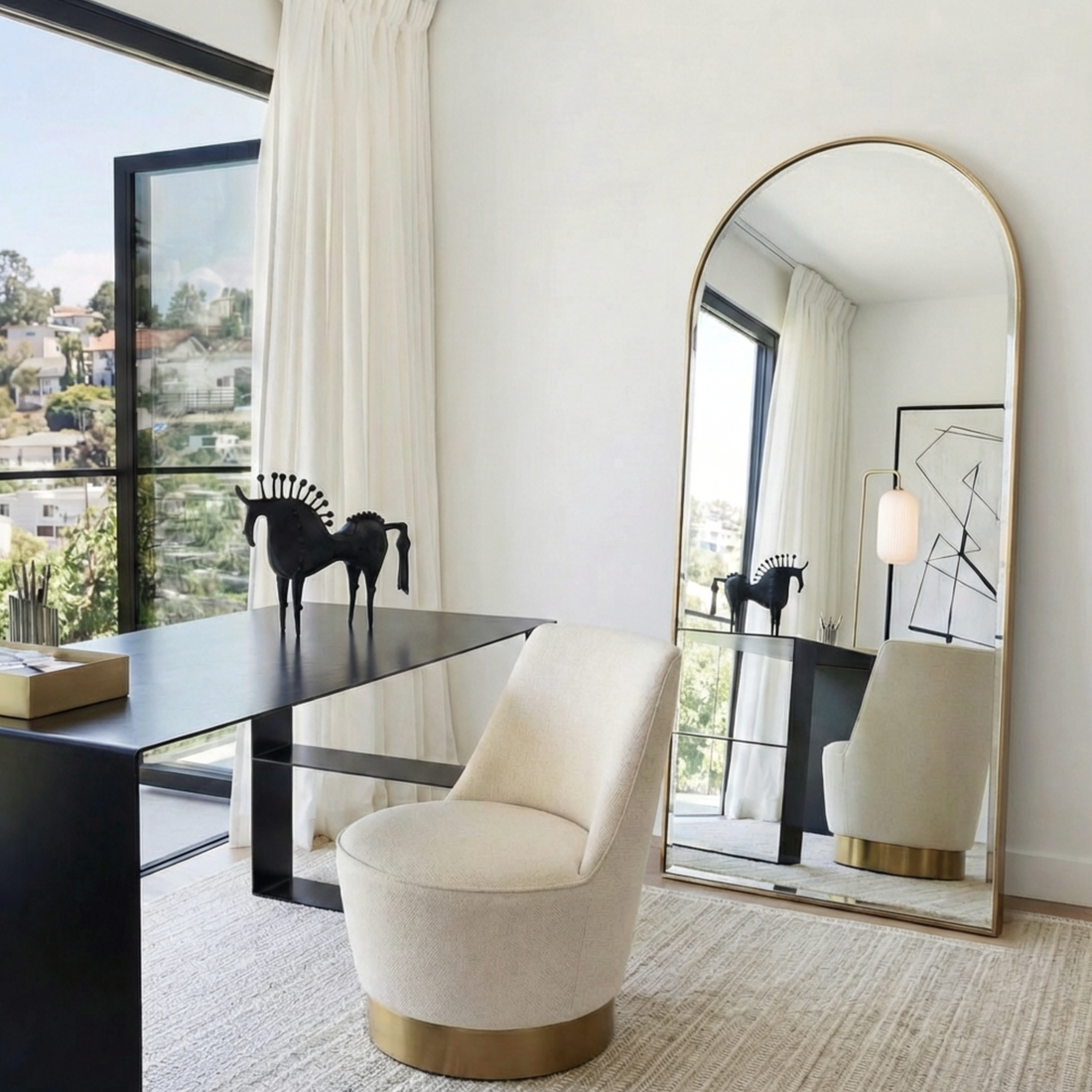 Interior Ave - Halo Arched Floor Length Mirror – Gold | Signature Series-Home &amp; Garden > Decor > Mirrors-PEROZ Accessories