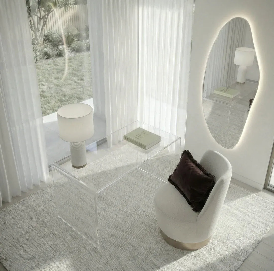 Interior Ave - Opal Irregular LED Wall Mirror – Backlit Statement Mirror-Home &amp; Garden > Decor > Mirrors-PEROZ Accessories