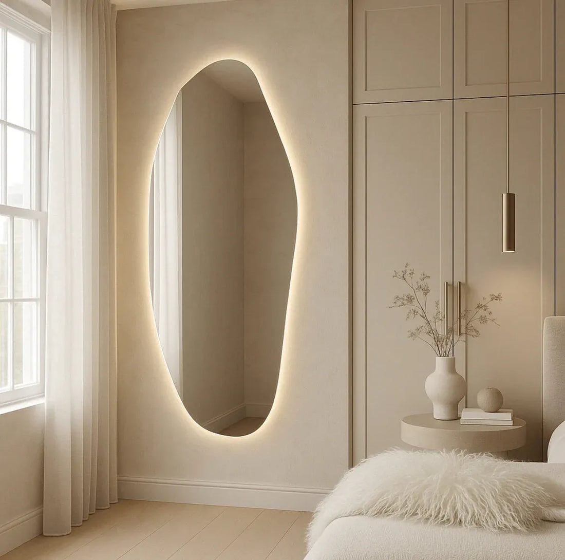 Interior Ave - Opal Irregular LED Wall Mirror – Backlit Statement Mirror-Home &amp; Garden > Decor > Mirrors-PEROZ Accessories