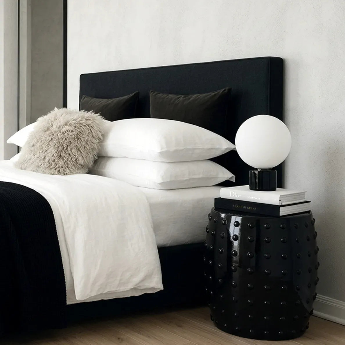 Interior Ave - Atelier Noir Studded Side Table - Black-Furniture > Living Room > Side Tables-PEROZ Accessories