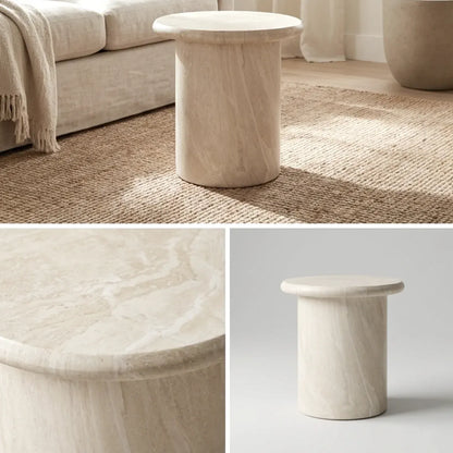 Interior Ave - Nobu Sculptural Stone Side Table - Matte Natural Stone-Furniture > Living Room > Side Tables-PEROZ Accessories