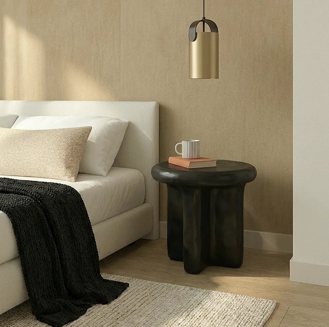 Interior Ave - Santorini Black Stone Side Table-Furniture > Living Room > Side Tables-PEROZ Accessories