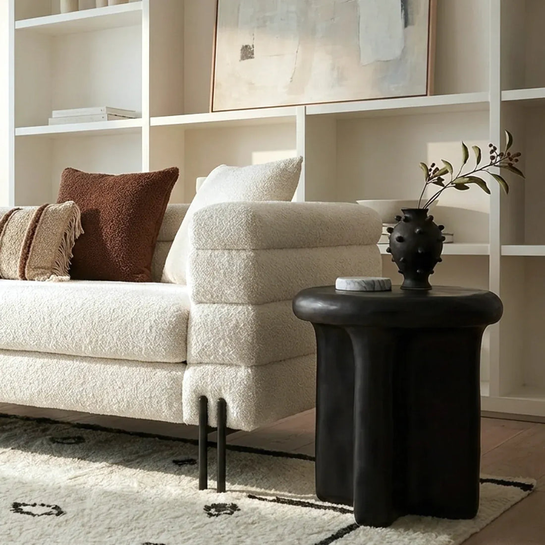 Interior Ave - Santorini Black Stone Side Table-Furniture > Living Room > Side Tables-PEROZ Accessories
