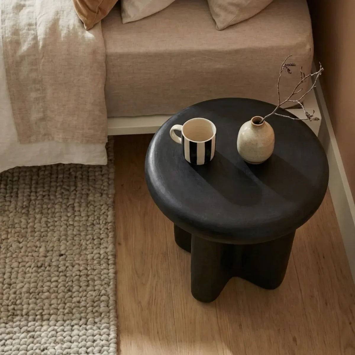 Interior Ave - Santorini Black Stone Side Table-Furniture > Living Room > Side Tables-PEROZ Accessories