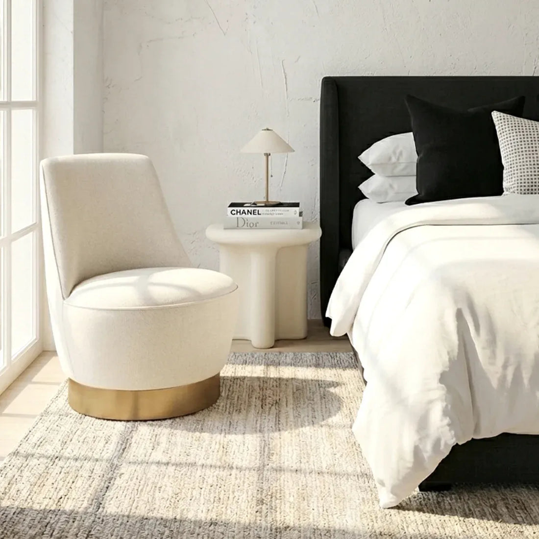 Interior Ave - Santorini Stone Side Table - Ivory-Furniture > Living Room > Side Tables-PEROZ Accessories