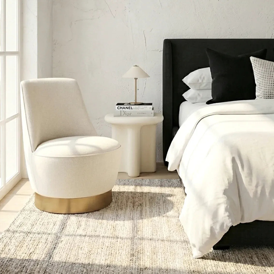 Interior Ave - Santorini Stone Side Table - Ivory-Furniture > Living Room > Side Tables-PEROZ Accessories