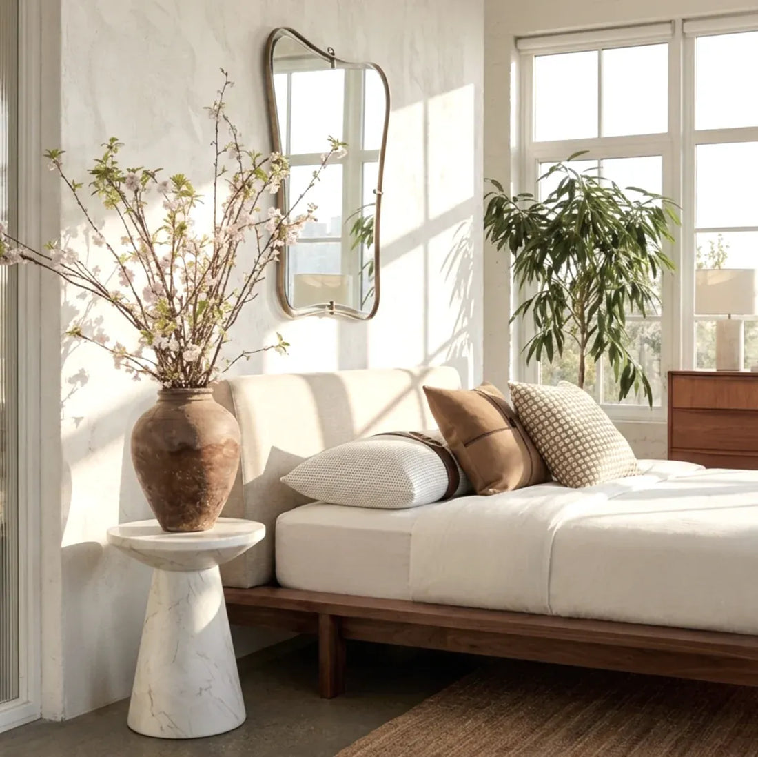 Interior Ave - Veneta Stone Side Table - Calacatta Ivory Finish-Furniture > Living Room > Side Tables-PEROZ Accessories
