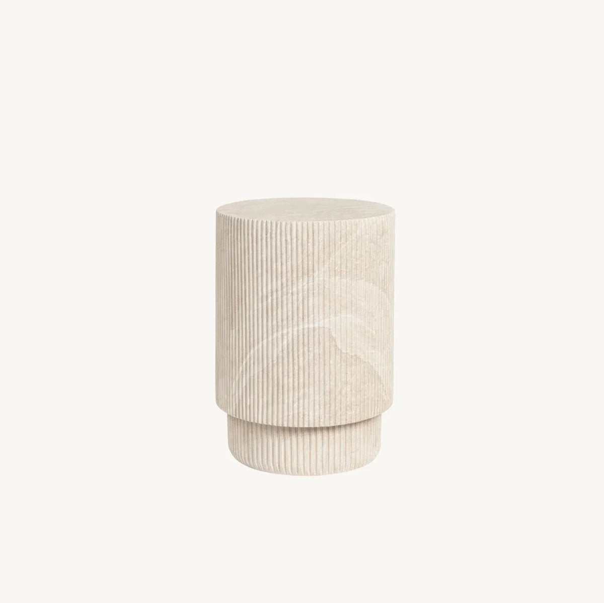 Interior Ave - Vera Fluted Stone Side Table - Matte Natural Stone-Furniture > Living Room > Side Tables-PEROZ Accessories