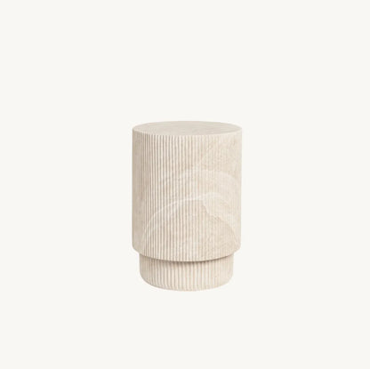 Interior Ave - Vera Fluted Stone Side Table - Matte Natural Stone-Furniture > Living Room > Side Tables-PEROZ Accessories