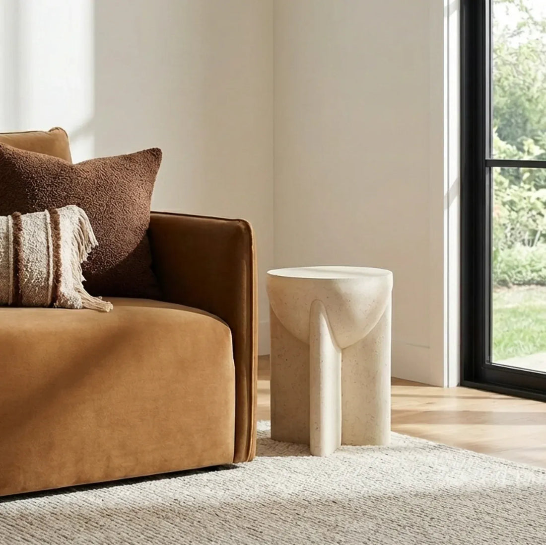 Interior Ave - Zelda Sculptural Stone Side Table – Sand Textured Accent-Furniture > Living Room > Side Tables-PEROZ Accessories