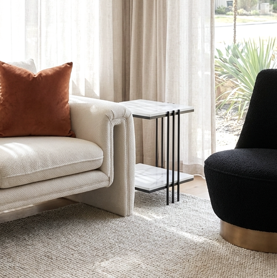 Interior Ave - Milano Black Square Side Table-Furniture > Dining > Buffets &amp; Sideboards-PEROZ Accessories