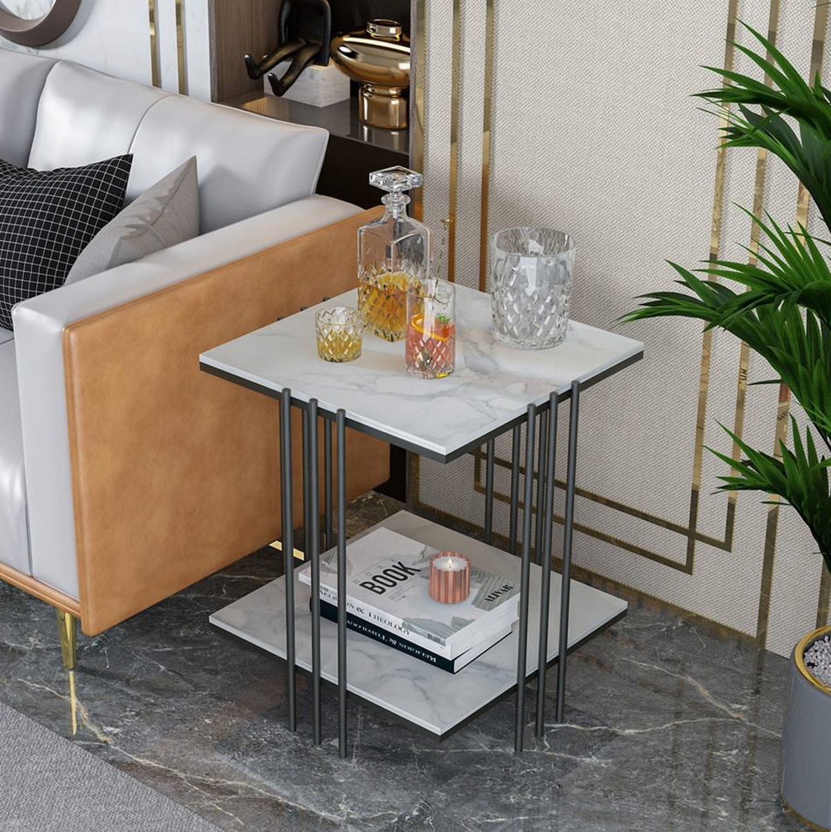 Interior Ave - Milano Black Square Side Table-Furniture > Dining > Buffets &amp; Sideboards-PEROZ Accessories