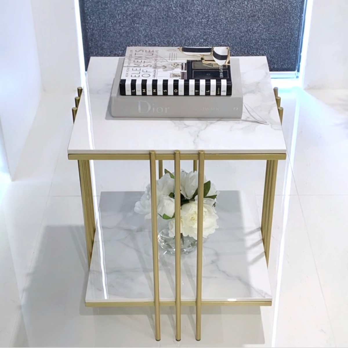 Interior Ave - Milano Gold Square Side Table-Furniture > Dining > Buffets &amp; Sideboards-PEROZ Accessories