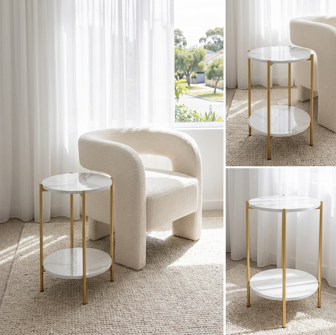 Interior Ave - Alba Gold Side Table-Furniture > Dining > Buffets &amp; Sideboards-PEROZ Accessories