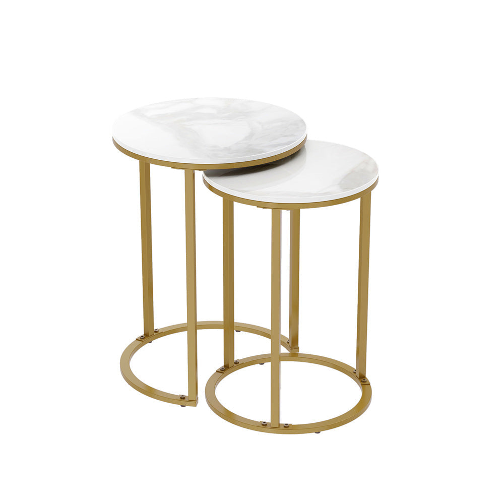 Interior Ave - Diva Gold Nested Side Table Set-Furniture > Dining > Buffets &amp; Sideboards-PEROZ Accessories