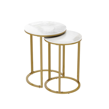 Interior Ave - Diva Gold Nested Side Table Set-Furniture > Dining > Buffets &amp; Sideboards-PEROZ Accessories