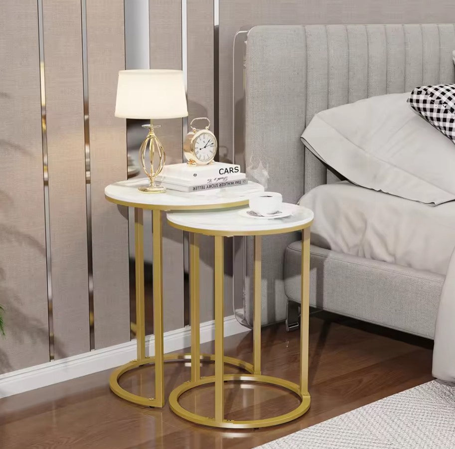 Interior Ave - Diva Gold Nested Side Table Set-Furniture > Dining > Buffets &amp; Sideboards-PEROZ Accessories