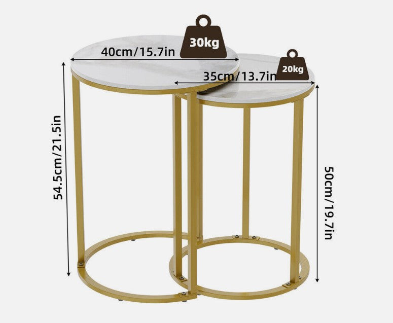 Interior Ave - Diva Gold Nested Side Table Set-Furniture > Dining > Buffets &amp; Sideboards-PEROZ Accessories