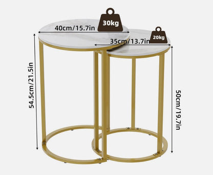 Interior Ave - Diva Gold Nested Side Table Set-Furniture > Dining > Buffets &amp; Sideboards-PEROZ Accessories