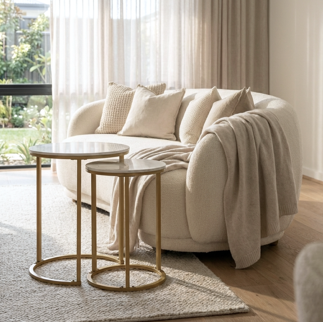 Interior Ave - Diva Gold Nested Side Table Set-Furniture > Dining > Buffets &amp; Sideboards-PEROZ Accessories