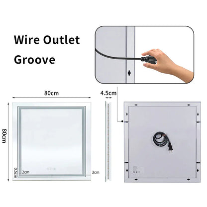 Interior Ave - 80 x 80cm Square Frameless LED Bathroom Mirror-Home &amp; Garden > Decor > Mirrors-PEROZ Accessories