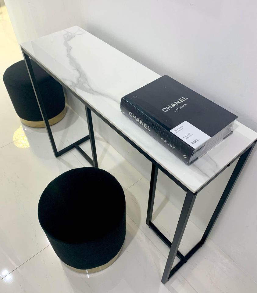 Interior Ave - Stone Marble Console - Marble &amp; Black-Furniture > Living Room > Coffee Tables-PEROZ Accessories