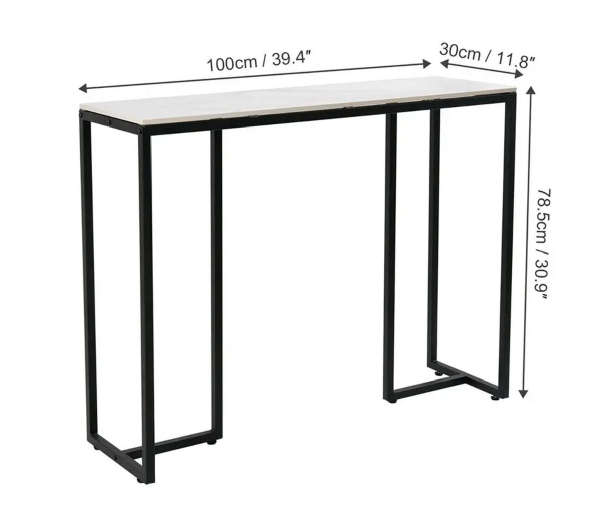 Interior Ave - Stone Marble Console - Marble &amp; Black-Furniture > Living Room > Coffee Tables-PEROZ Accessories