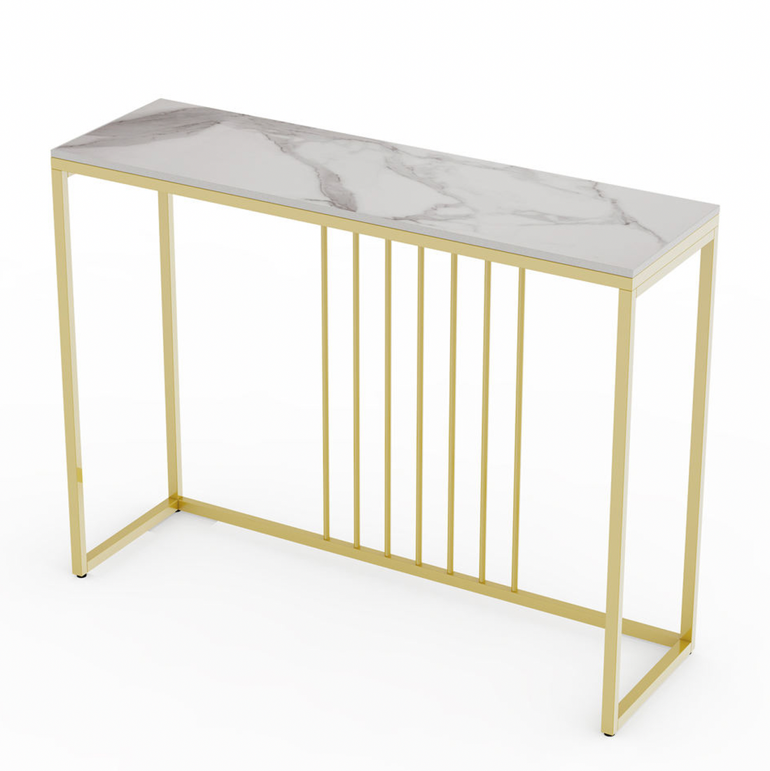 Interior Ave - Stone Marble Console - Marble &amp; Gold-Console Tables-PEROZ Accessories