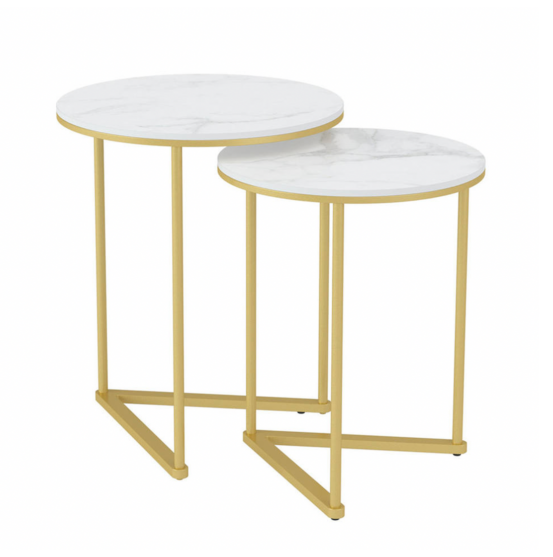 Interior Ave - Nala Gold Nested Side Table Set-Furniture > Dining > Buffets &amp; Sideboards-PEROZ Accessories