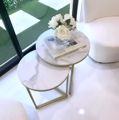 Interior Ave - Nala Gold Nested Side Table Set-Furniture > Dining > Buffets &amp; Sideboards-PEROZ Accessories