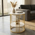 Interior Ave Cleo Gold Two Shelf Stone Side Table-Furniture > Dining > Buffets & Sideboards-PEROZ Accessories