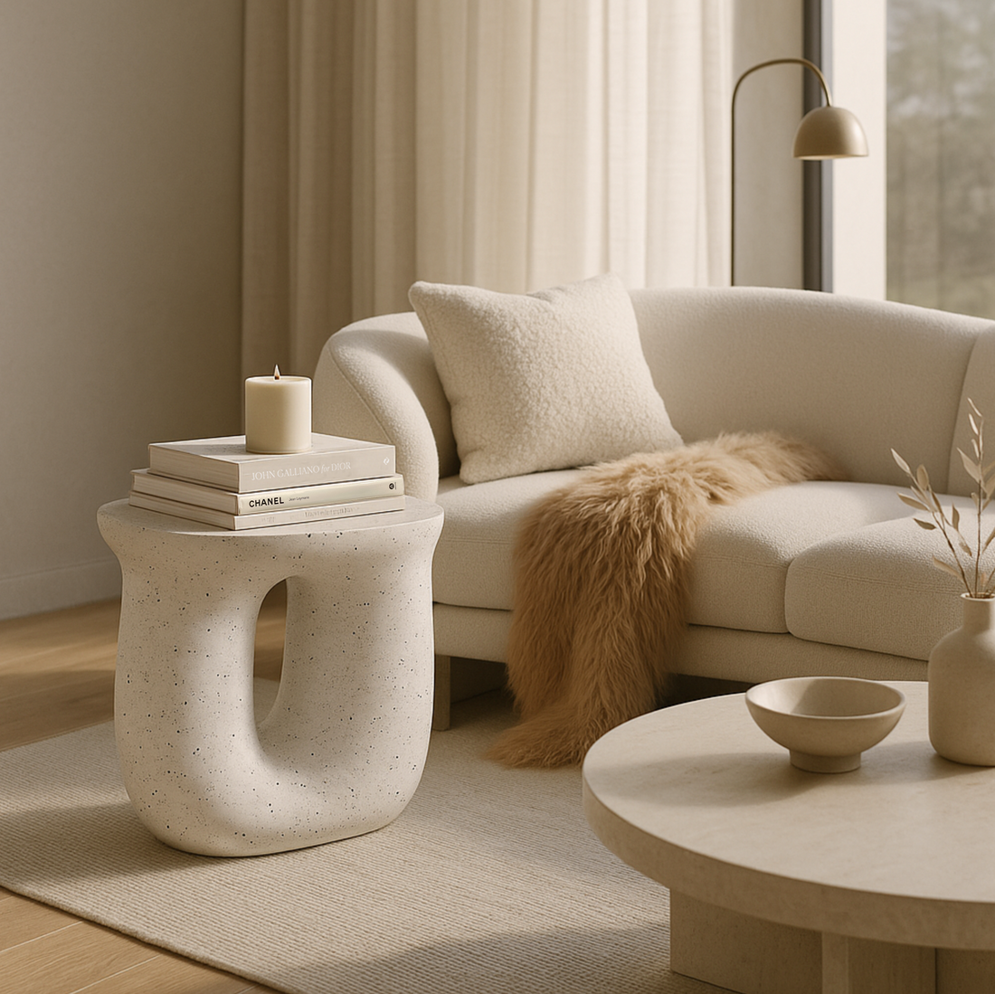 Interior Ave - Cosmo Terrazzo Accent Side Table-Furniture > Bedroom > Bedside Tables-PEROZ Accessories