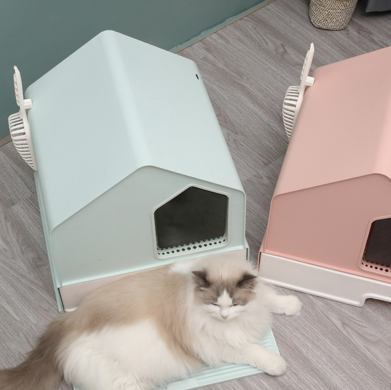 Petwiz Enclosed Cat Litter Box House – Green-Pet Care &gt; Cat Supplies-PEROZ Accessories