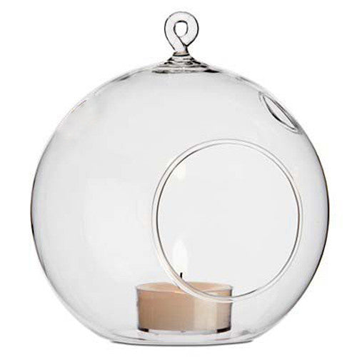 4 x Hanging Clear Glass Ball Tealight Candle Holder - 10cm Diameter / High - Wedding Globe Decoration Terrarium Succulent Plant Mini Garden Holder Decor Craft Gift-Home &amp; Garden &gt; Decor &gt; Garden Ornaments-PEROZ Accessories