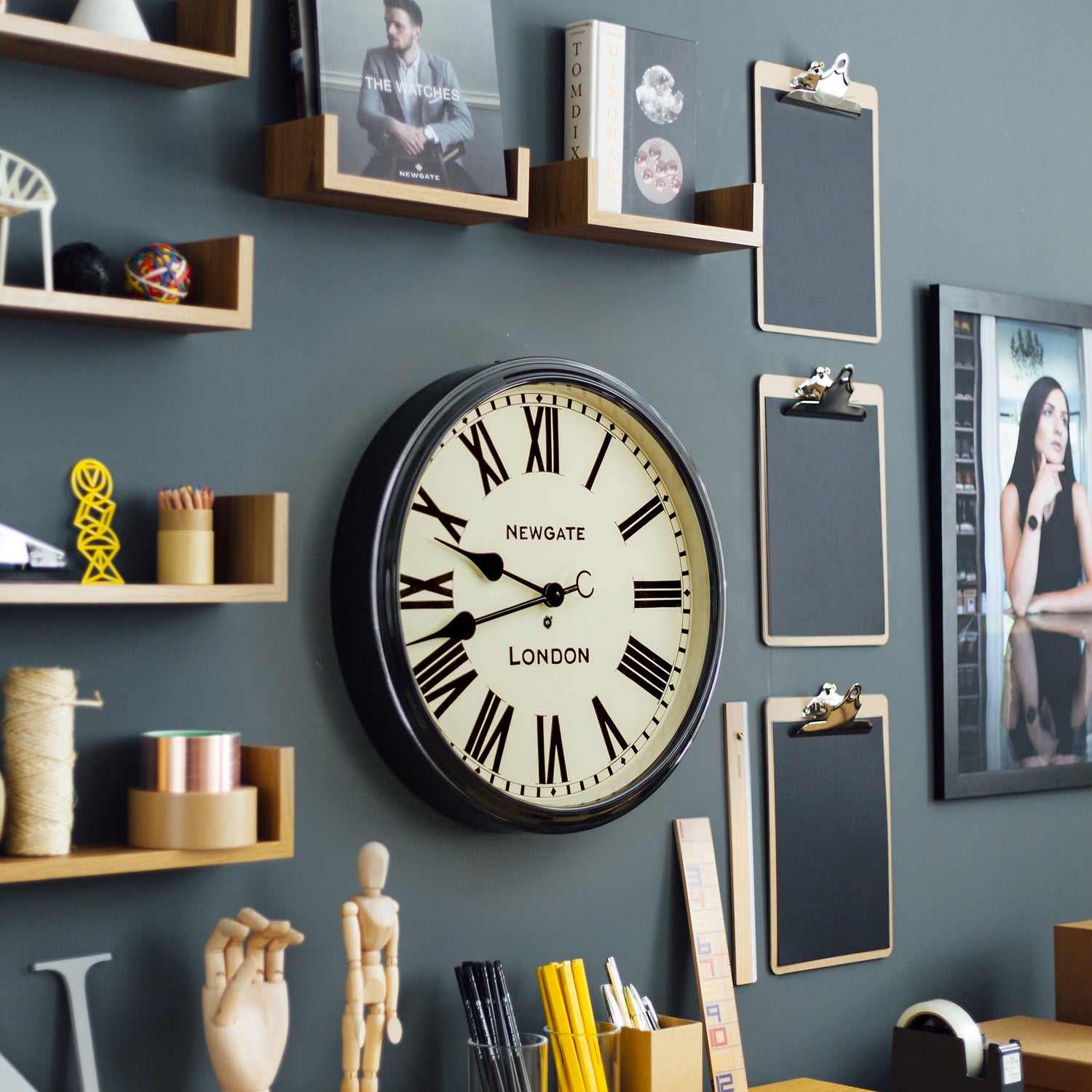 Newgate Battersby Clock Black-Home &amp; Garden &gt; Home Office Accessories-PEROZ Accessories