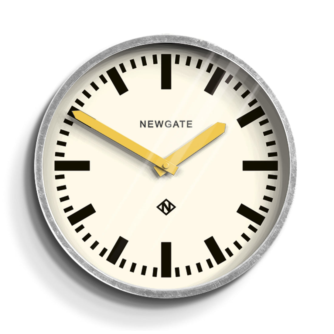 Newgate Luggage Wall Clock Galvanised Yellow Hands-Home &amp; Garden &gt; Decor-PEROZ Accessories