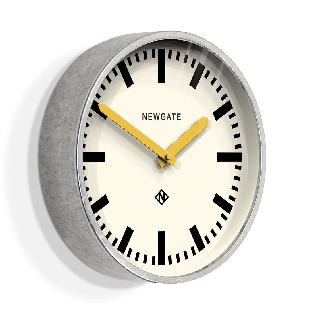 Newgate Luggage Wall Clock Galvanised Yellow Hands-Home &amp; Garden &gt; Decor-PEROZ Accessories
