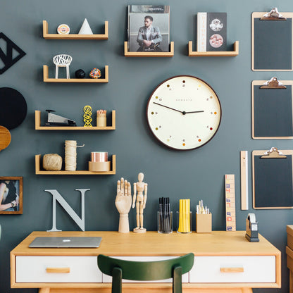 Newgate Mr Clarke Clock Dark Wood Dot Dial 40-Home &amp; Garden &gt; Home Office Accessories-PEROZ Accessories
